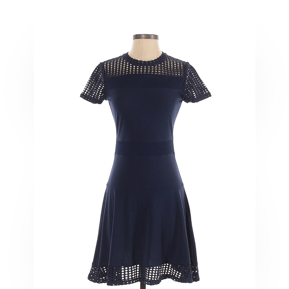 Michael Michael Kors Navy XS Eyelet Fit and Flare Dress